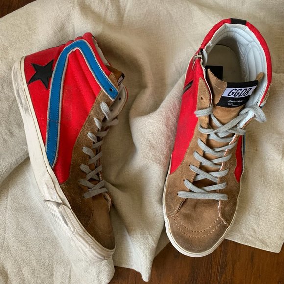 Golden Goose Other - GOLDEN GOOSE Slide Hi-Top Sneakers Colorblock Canvas Suede US 10